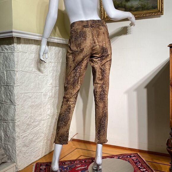 Lauren Ralph Lauren Brown & Tan Snakeskin Print Skinny Ankle Zip Pants - Picture 7 of 14
